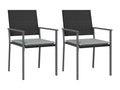 Chaises de jardin et coussins lot de 2 noir 54x62,5x89 cm rotin AEFY59960