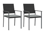 Chaises de jardin et coussins lot de 2 noir 54x62,5x89 cm rotin AEFY59960