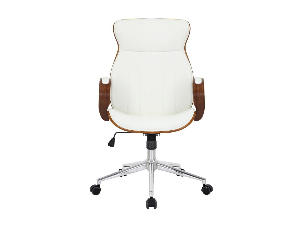 Chaise de bureau - Similicuir / Métal chromé - Noyer / Blanc - Cosymeub YFHI37542