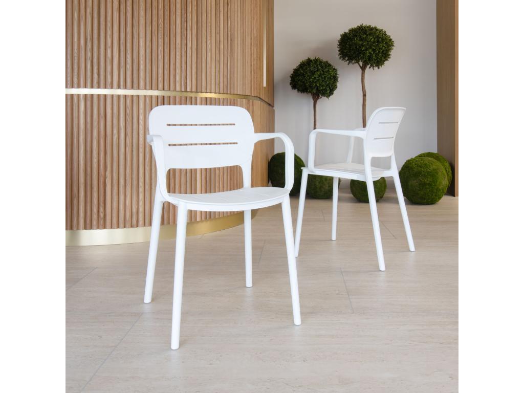 Cosymeub Home - Lot De 4 Fauteuils De Table Blanc Exterieur En Polypropylène UGMQ86279