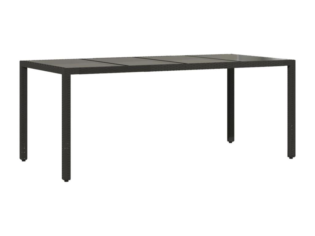 Table de jardin dessus en verre Noir 190x90x75cm Résine tressée IEUN39380