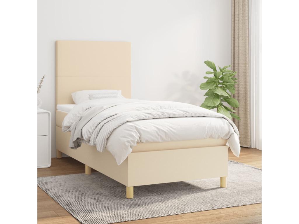 Lit à sommier tapissier avec matelas Crème 90x200 cm Tissu ULDP99636