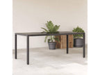 Table de jardin dessus en verre Noir 190x90x75cm Résine tressée IEUN39380