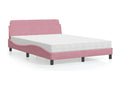 Lit avec matelas rose 120x200 cm velours FBMP63684