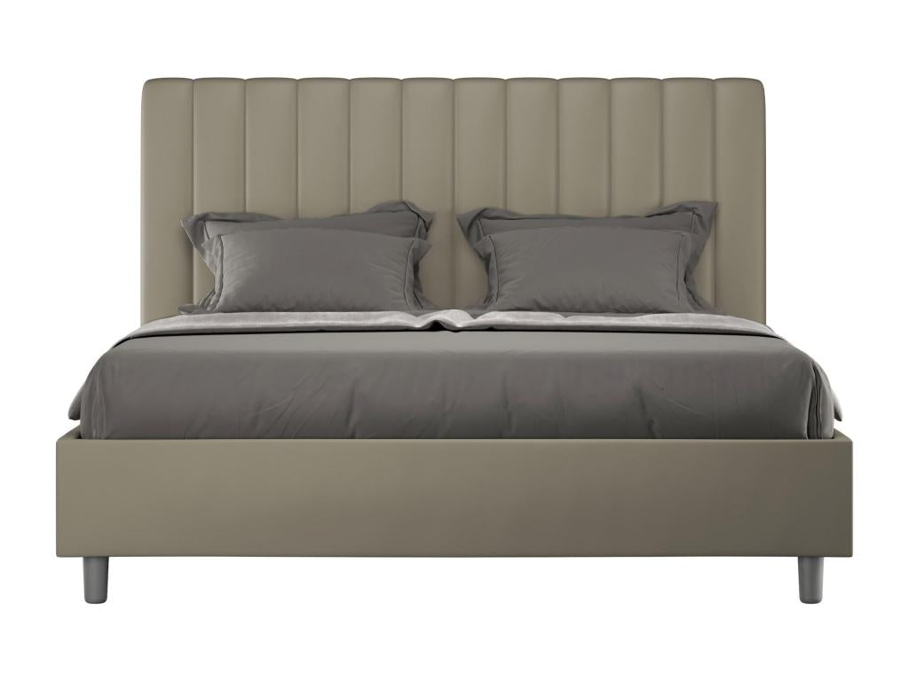 Lit avec sommier rembourrée 160x200 similicuir cappuccino Artigeo BKUY74336