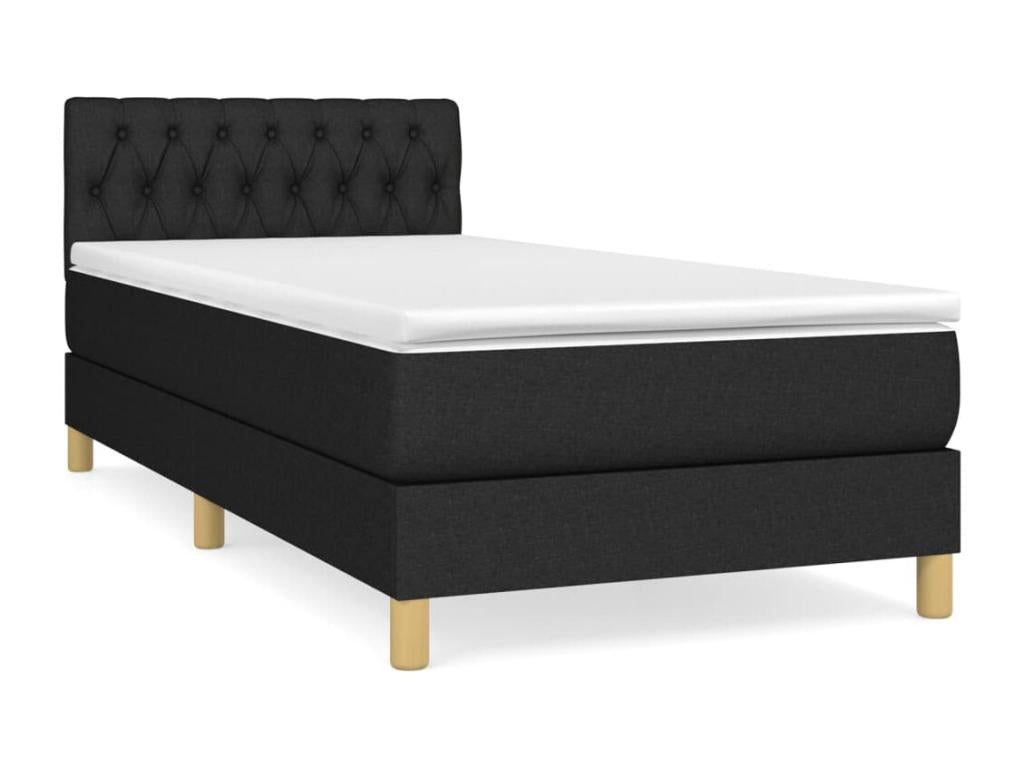 Lit à sommier tapissier et matelas Noir 80x200 cm Tissu DRFV49346