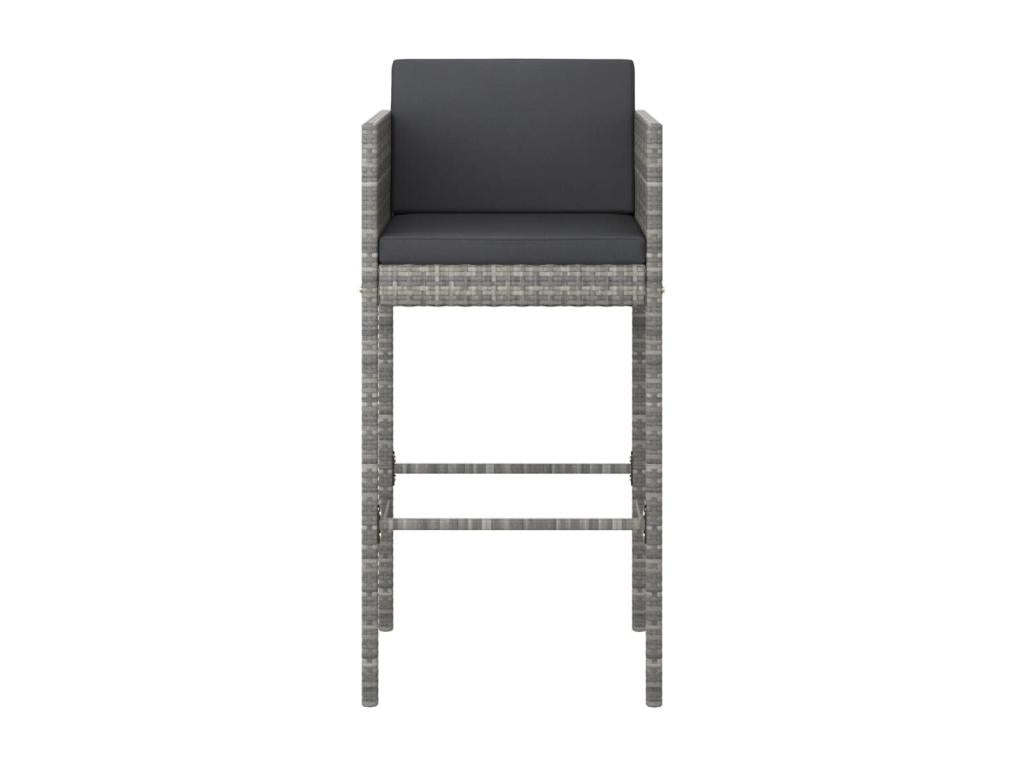 Ensemble de bar de jardin 3 pcs et coussins Résine tressée Gris WHBT41892