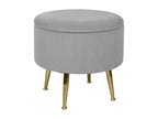 Tabouret pouf rond tissu gris pieds dorés Cosymeub lot de 2 CMFS05482