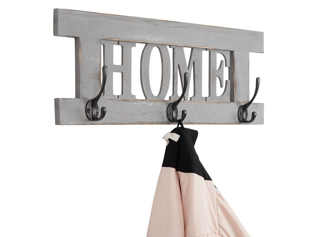 Garde-robe murale Home planche vestiaire style Cosymeub vintage avec 3 crochets 55x20cm OQML04479