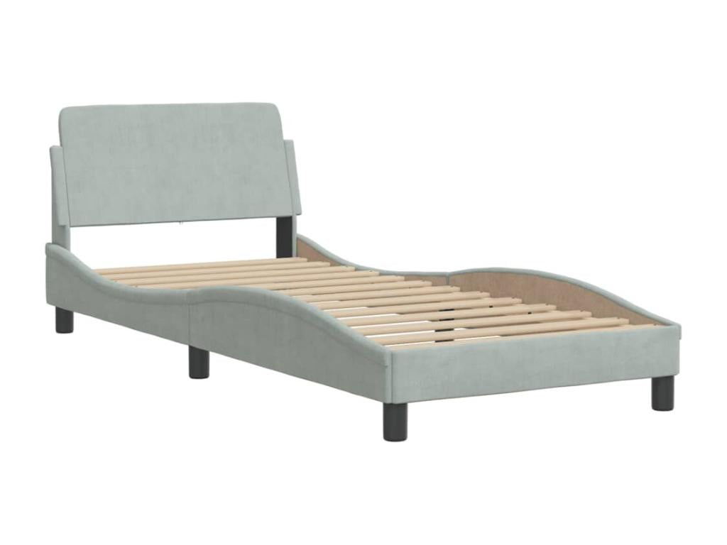 Lit avec matelas gris clair 80x200 cm velours VKPX90858
