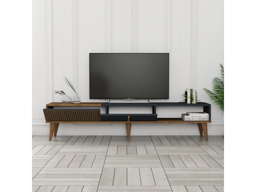 Meuble TV design bois et anthracite 180 cm Cosymeub GDUI45136