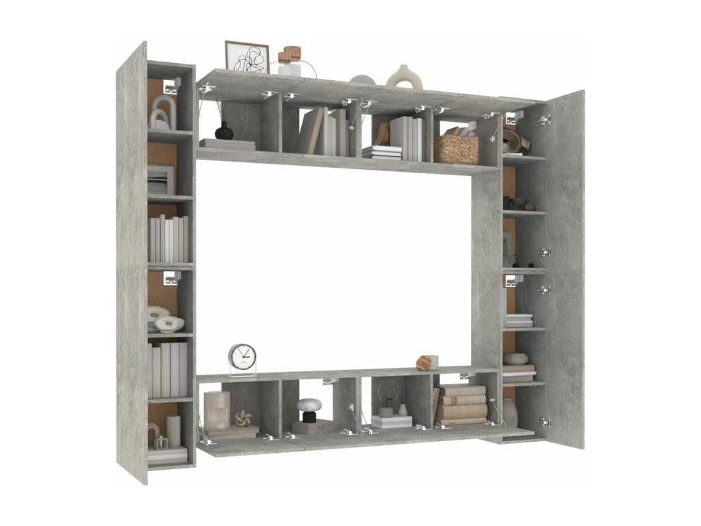 Ensemble de meubles TV 8 pièces Gris béton Bois d'ingénierie CUZN50146