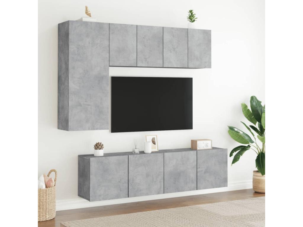 Meubles TV muraux 2 pièces gris béton 60x30x41 cm AENC48017