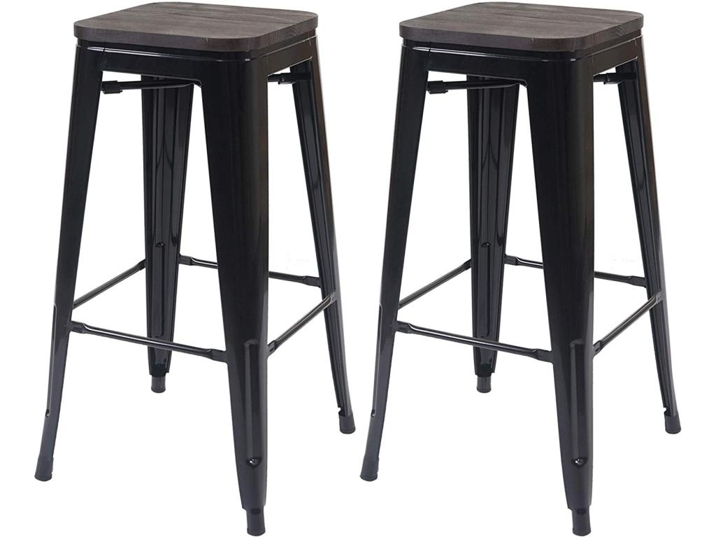 Lot de 2 tabourets métal marron 42x42x76 cm TDB04046 ULBL63410