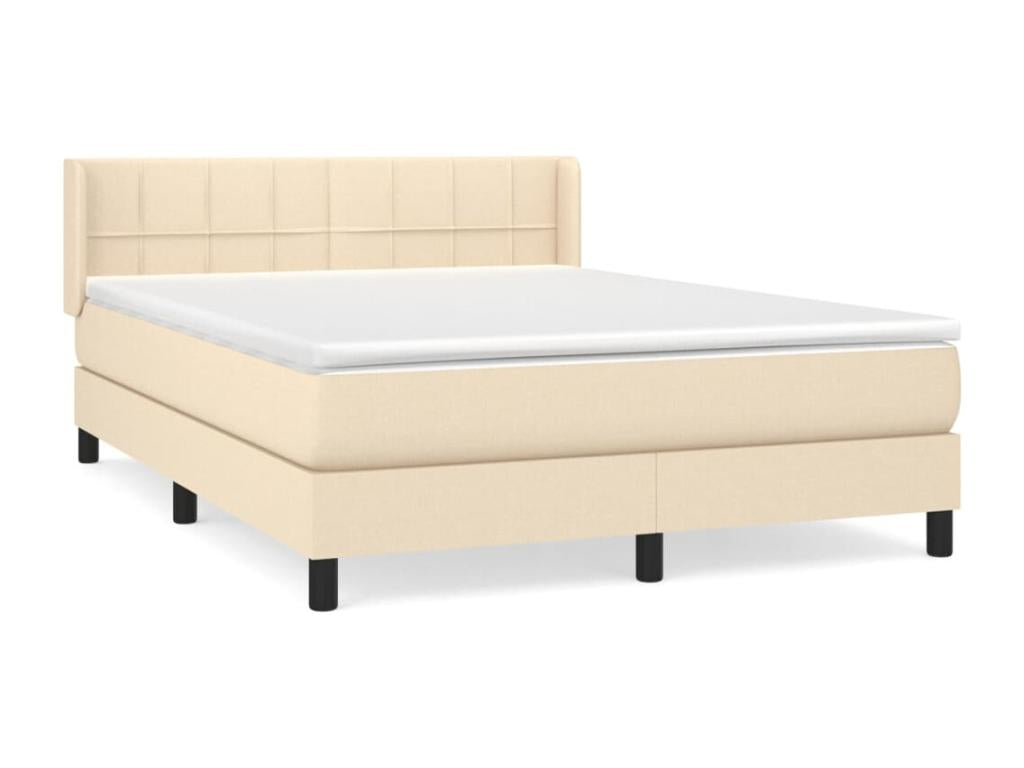 Lit à sommier tapissier avec matelas Crème 140x200 cm Tissu RANH99634