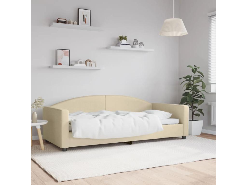 Lit de repos sans matelas crème 90x200 cm tissu WTZC03645
