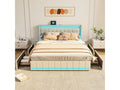 Lit rembourré Lit double 160x200cm Beige avec 4 tiroirs avec LED et USB QKWG52409