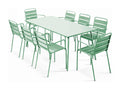 Ensemble table de jardin et 8 fauteuils en métal vert sauge - Artigeo RZNY27299