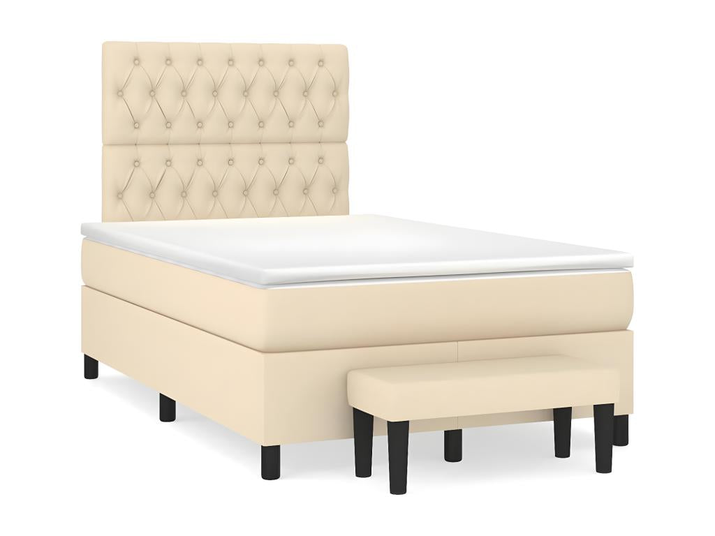 Lit à sommier tapissier avec matelas Crème 120x200 cm Tissu ZPKI70749