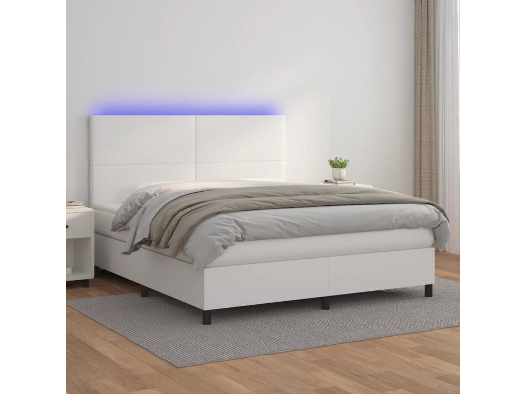 Sommier à Cosymeub de lit avec matelas et LED Blanc 180x200 IMOM40521