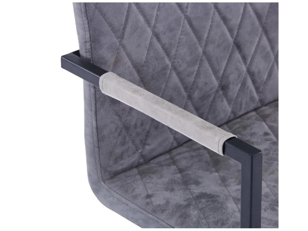 Chaise avec accoudoirs simili cuir gris foncé et pieds métal noir Artigeo - Lot de 4 TTPQ89221