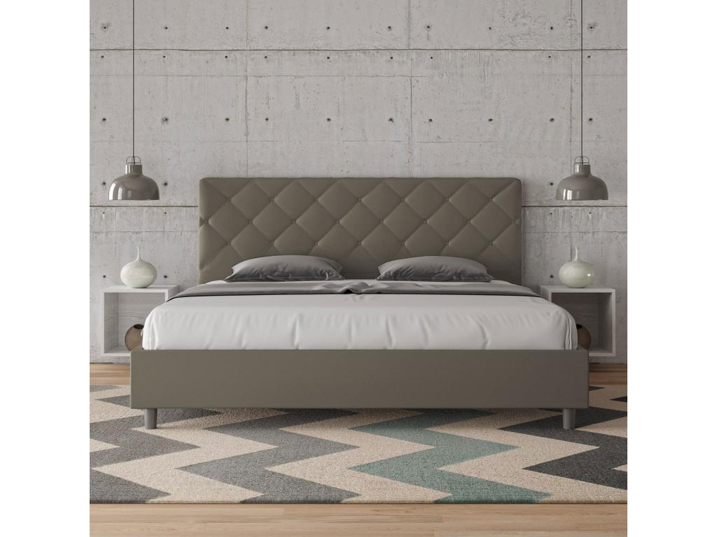 Lit Cosymeub taille avec sommier rembourrée 200x210 similicuir cappuccino Cosymeub GJWL73969