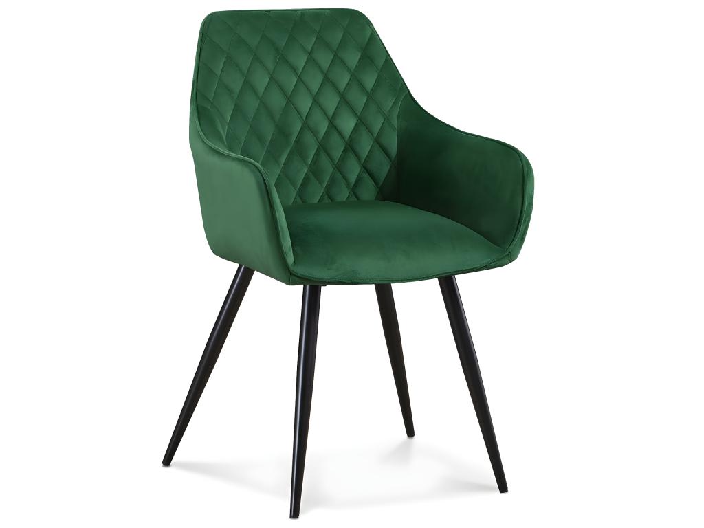 Lot de 2 chaises Victoria en velours vert pieds noir HAJT65888