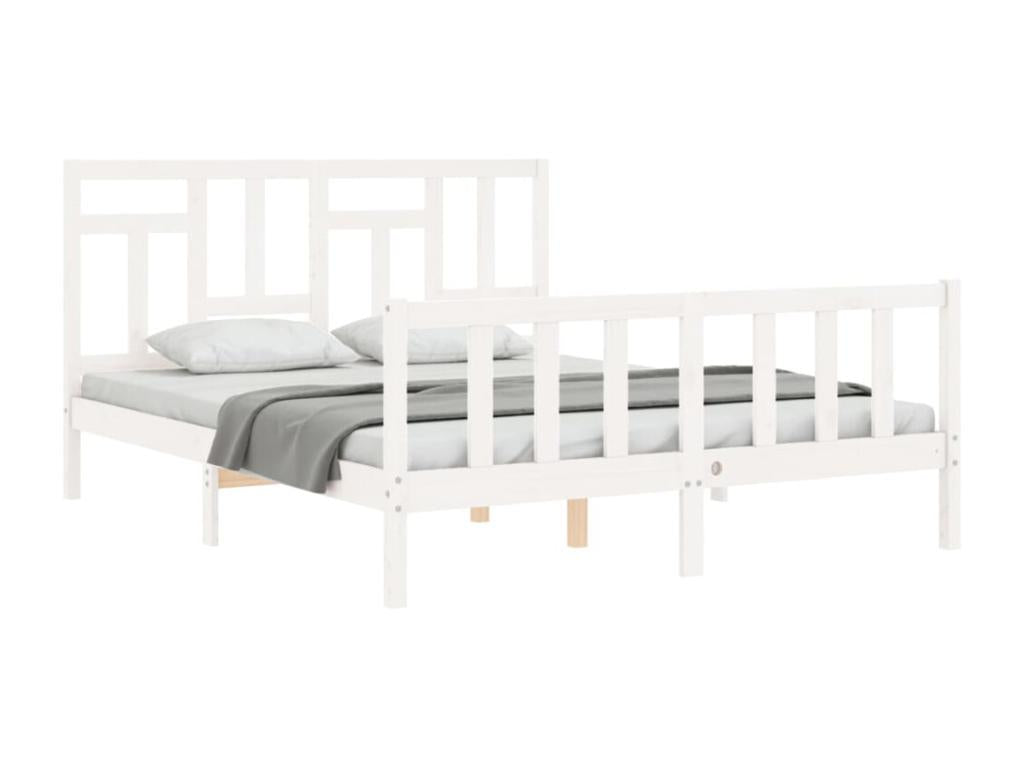 Cadre de lit sans matelas blanc bois de pin massif CYCU74998