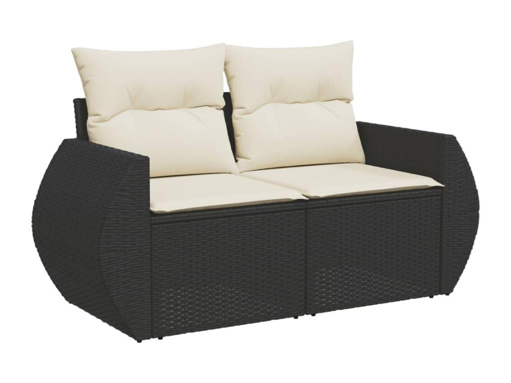 Salon de jardin 7 pcs avec coussins noir résine tressée ARZU49317