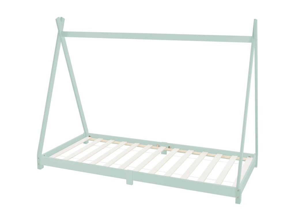 Lit enfant maison 90x200 cm menthe bois lit sommier à Cosymeub lit maison IQSU03923