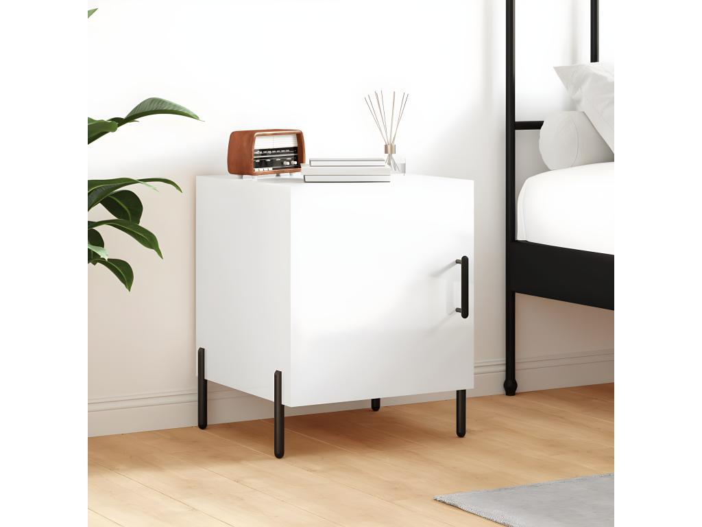 Table de chevet blanc brillant 40x40x50 cm bois d'ingénierie DBQN91294