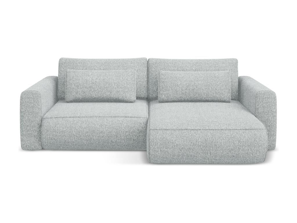 Canapé d'angle 2,5 places droit convertible en tissu texturé - argent - Cosymeub PDNJ95346