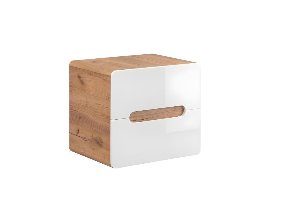 Meuble sous lavabo de salle de bain - Chêne artisanal doré et blanc brillant - L60-H53-P46 ​​- Cosymeub PMYF63090