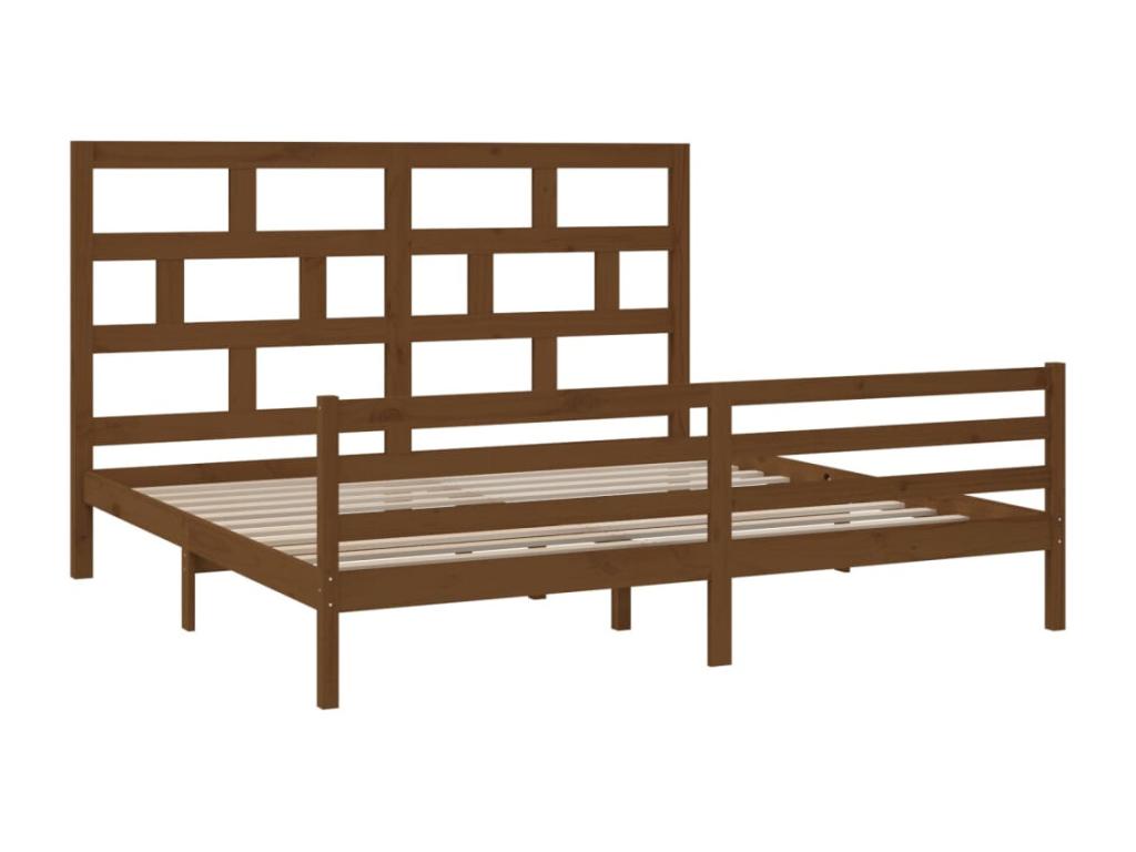 Cadre de lit sans matelas marron miel bois massif 200x200 cm CJRI20829