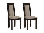 Lot de 2 chaises Cosymeub - Hêtre et tissu - Coloris Noyer et Beige AKNK83950