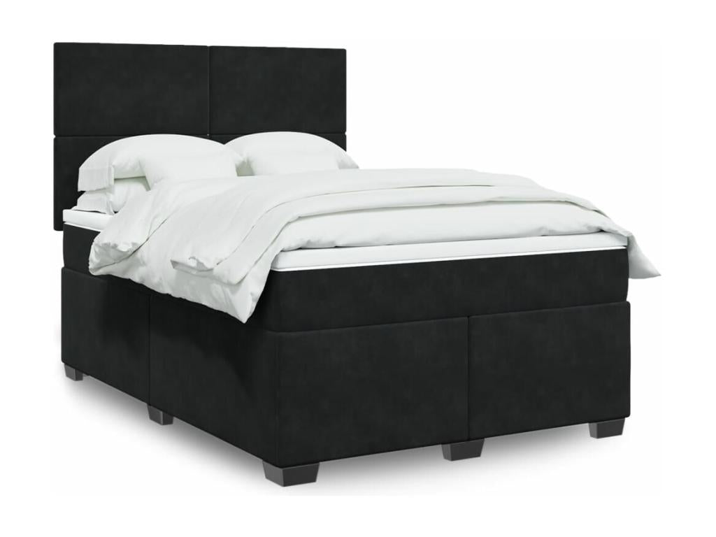 Sommier à Cosymeub de lit avec matelas Noir 140x190 cm Velours EEBU28258