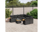 Salon de jardin 9 pcs avec coussins noir résine tressée VSEF85187