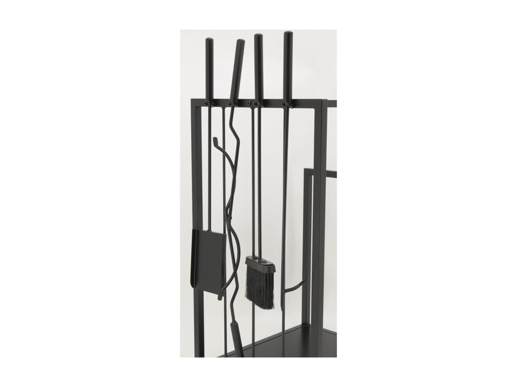 Porte-bûches en métal noir 4 accessoires ICJZ93110