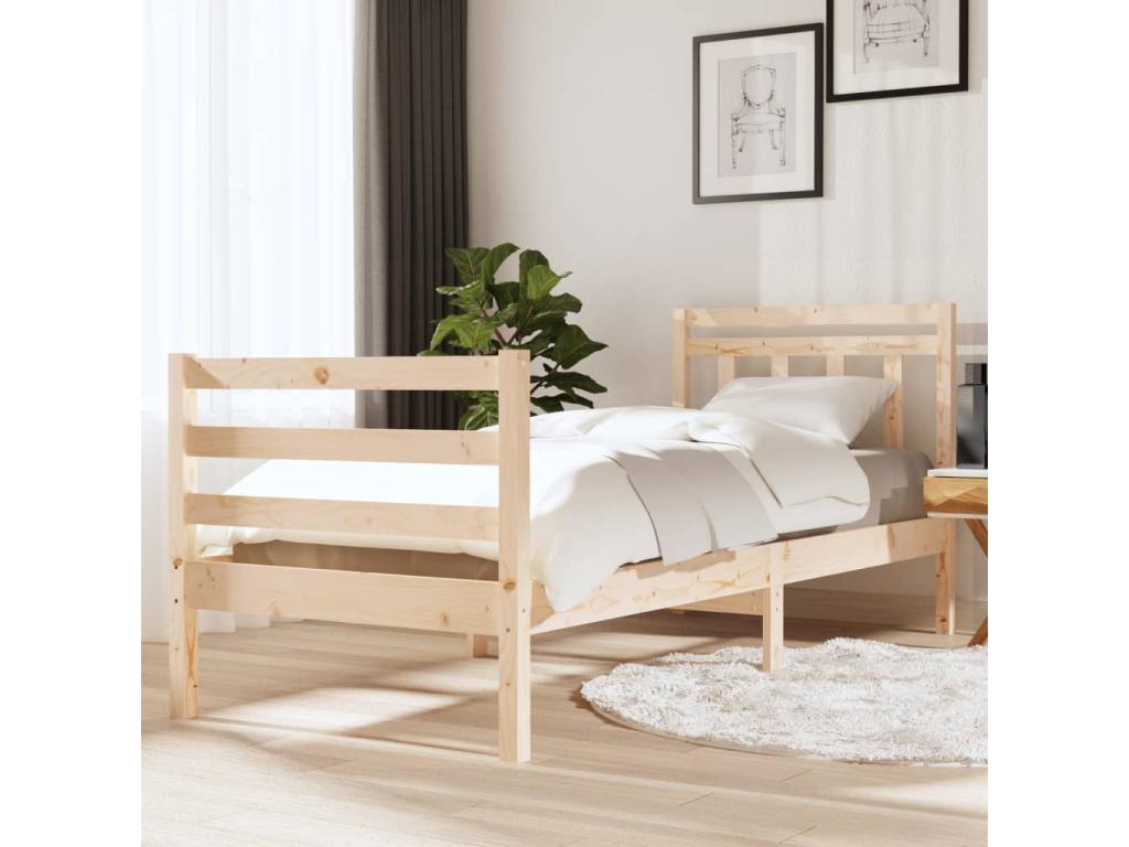 Cadre de lit Bois massif 75x190 cm Petit simple QVBW36319