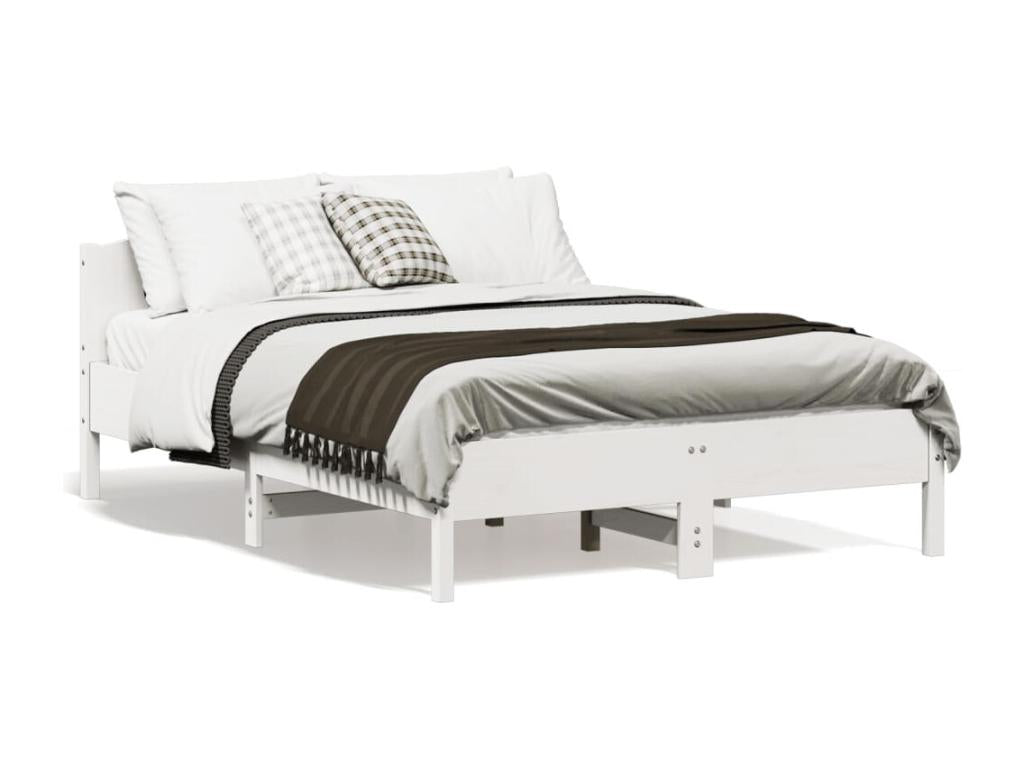 Cadre de lit et tête de lit blanc 140x190 cm bois de pin massif DDLU57538