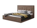 Lit double rembourré en velours Cosymeub-Couleur Marron clair-160x200-Version coffre de rangement CIOJ95951
