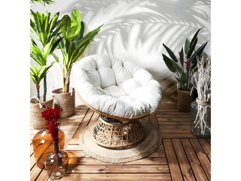 Cosymeub - Fauteuil Pivotant Blanc avec Assise Capitonnée JXWG04184