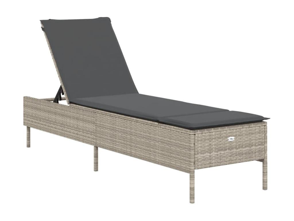 Chaises longues avec coussins lot de 2 gris résine tressée XWHY49302