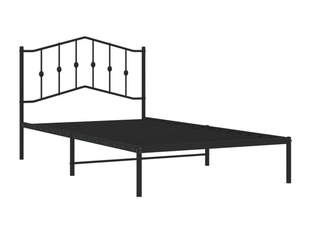 Cadre de lit métal avec tête de lit noir 107x203 VIQK22995