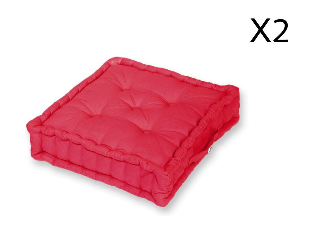 Coussin de sol lot de 2 - 60x60 cm Rouge Piment PCAX85057