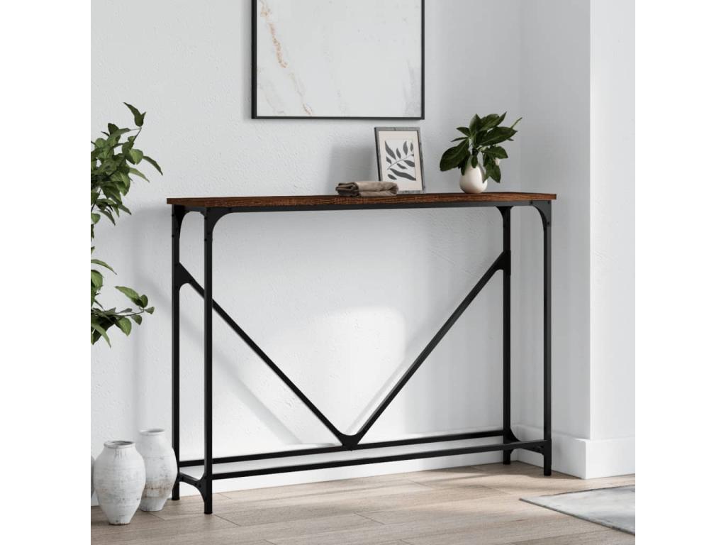Table console chêne marron 102x22,5x75 cm bois d'ingénierie VFTE10958