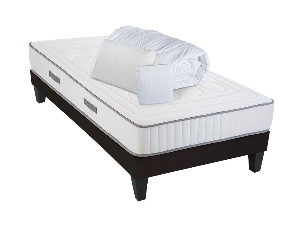 Artigeo - Pack Prêt à dormir CRISTAL 90x200 cm - Matelas Mémoire de forme Sommier Bois Accessoires MVQY92450
