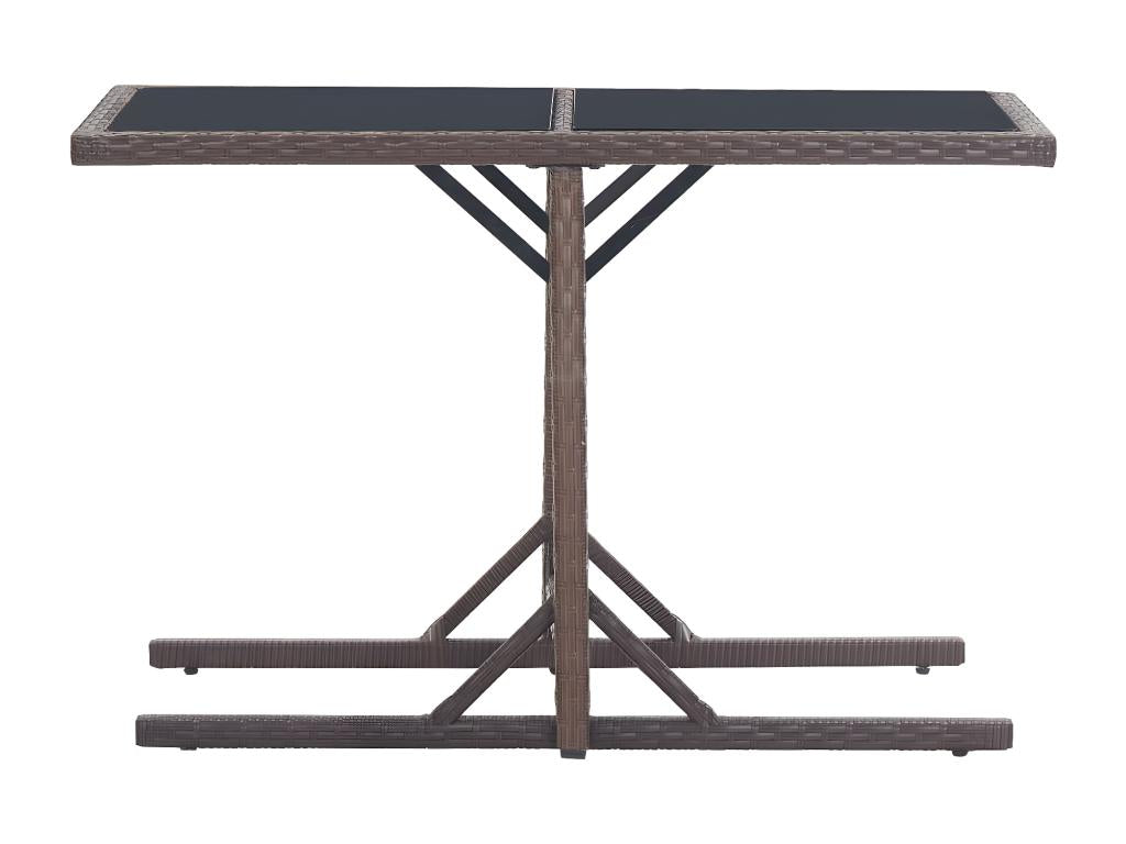 Table de jardin Marron 110x53x72 cm Verre et résine tressée HGPZ64414