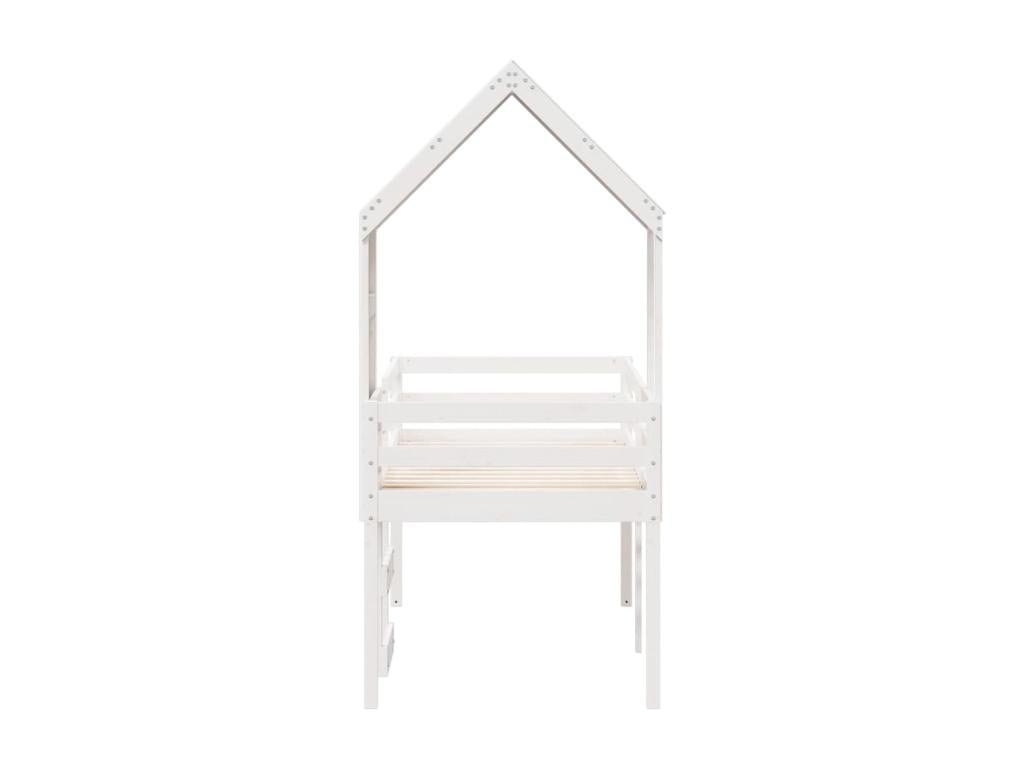 Lit haut sans matelas blanc 75x190 cm bois de pin massif CBOO33336