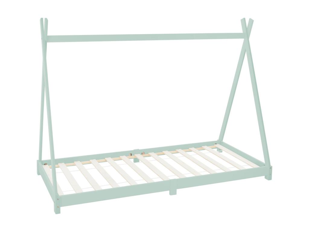 Lit enfant maison 90x200 cm menthe bois lit sommier à Cosymeub lit maison IQSU03923